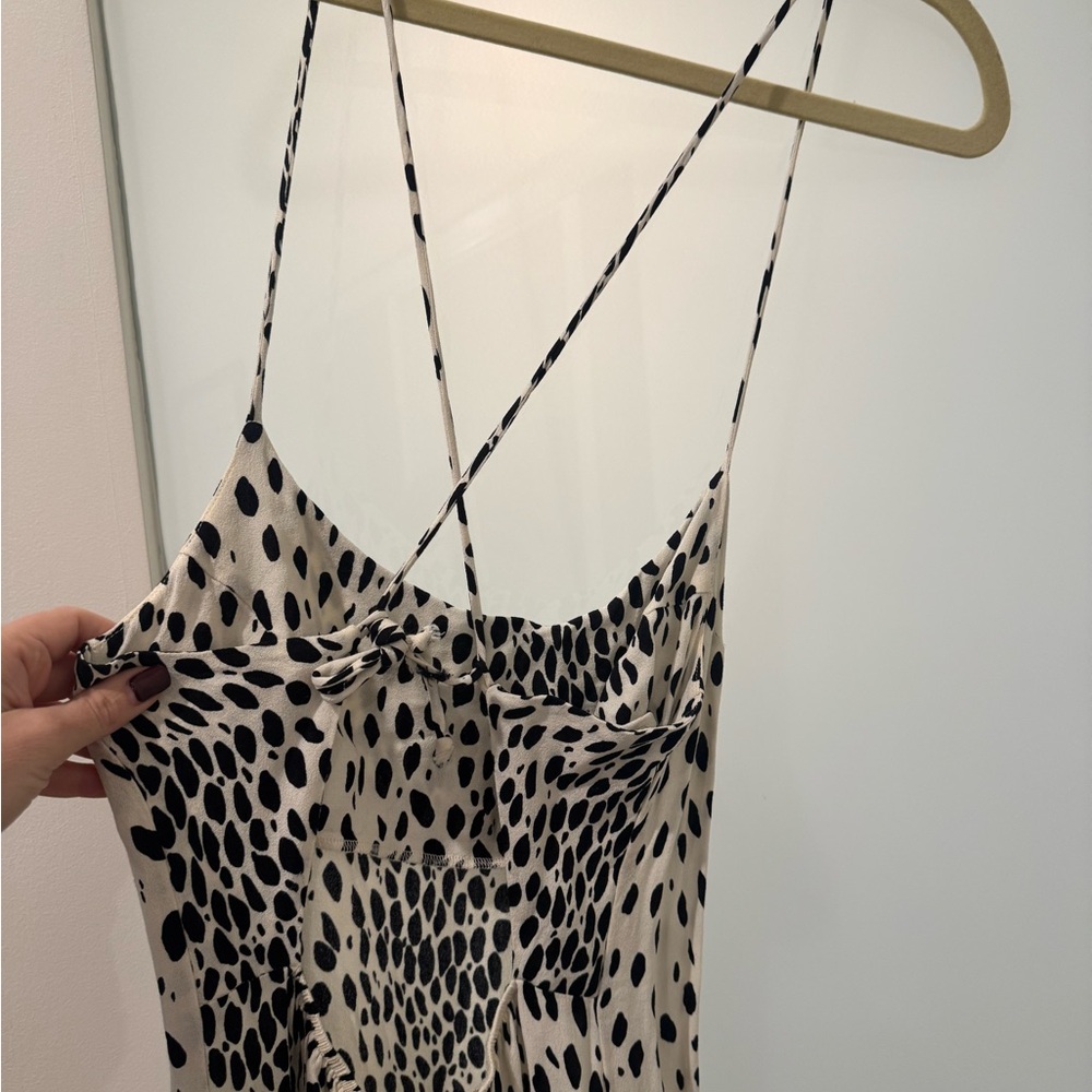 Reformation Elegant Black and White Spotted Dress with low back - Picture 6 of 8